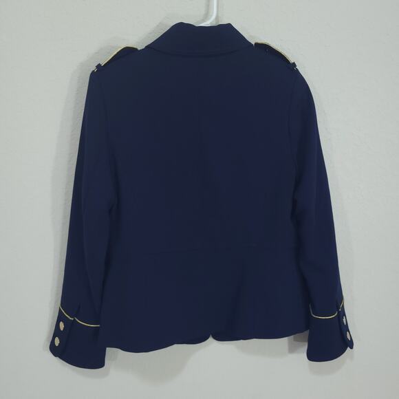 Chicos Navy Blue Military Jacket Womens XS / 4 Chicos 0 Gold Details Edg… - Picture 2 of 14